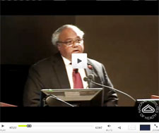 Webcast screenshot of Ambassador Eric Goosby speaking at podium