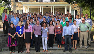 Large group of workshop participants outdoors at NIH