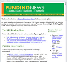 Screen capture sample of Fogarty Funding News email, text too small to read, lists many funding opportunities