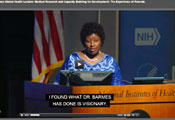 Screen capture of Agnes Binagwaho speaking at a podium
