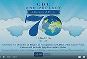 Screen capture of intro slide for CDC 70th anniversary