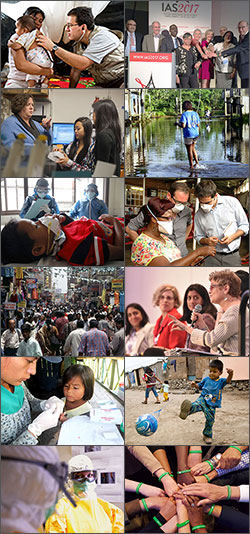 Collage of images from Fogarty's top global health research stories of 2017