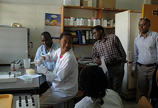 Dr. Gebreyes visiting NIH D43 fellows lab activity at Sokoine University in Tanzania 