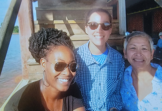 Dr. Maureen Lichtveld (right) pictured with her mentee, Dr. Cecilia Alcala and another student during their time studying in Suriname. 