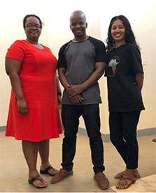 Preeti Manavalan and her research team members Lisa Wanda and Ally Msasu (left to right)