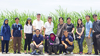 The photograph on this page shows the GEO Health Hub team standing in front of an agricultural field in Thailand.