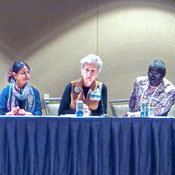 From left: Erum Khan, Karen Goraleski, Christian Happi at 2022 ASTMH meeting