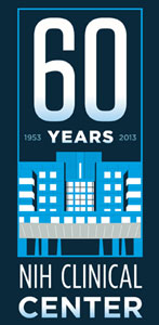 Banner: reads 60 years – 1953 2013 – NIH Clinical Center, image of hospital