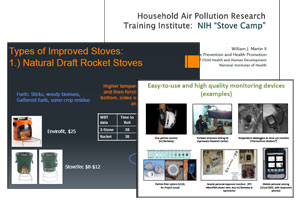 Screenshots of samples from household air pollution workshop presentations