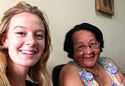 Alejandra Marks and Dr. Maria Cecilia Santana smile for selfie