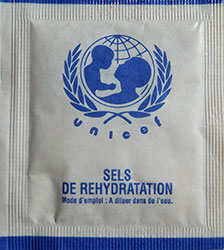 Packet produced by UNICEF of oral rehydration salts ORS