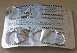 Close up of back of Paracetamol foil pill packet.
