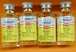 Close up of four bottles of injectable ketamine.