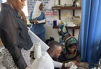 A child being screened for sickle cell disease at a postnatal ward at Mbagla Hospital in Tanzania