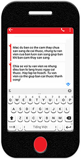 Smarthphone displays text messages in Vietnamese