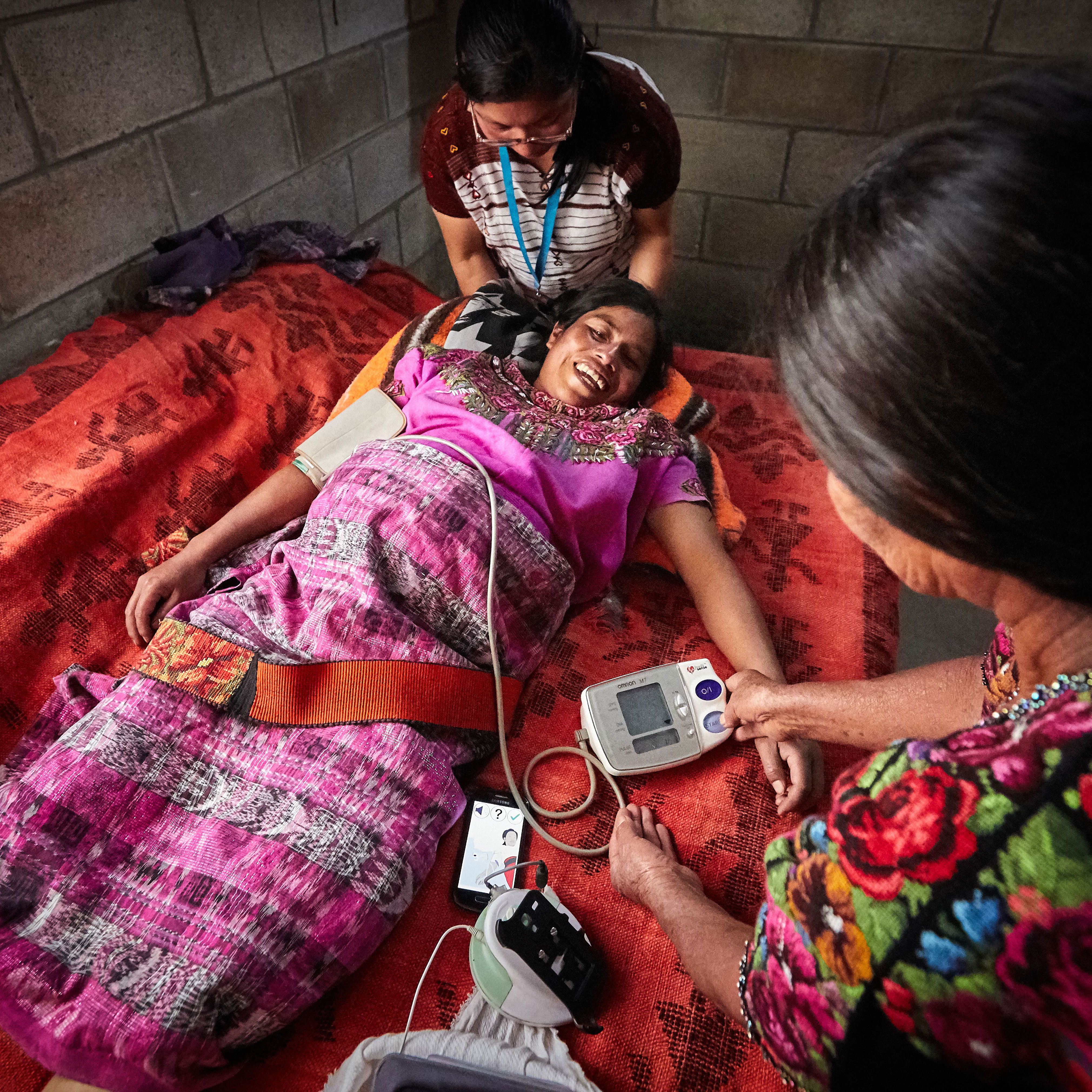 Pregnant woman being monitored