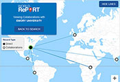 Shreenshot of World Report showing direct award linked to 5 collaborations at research sites around the world