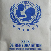 Packet produced by UNICEF of oral rehydration salts ORS