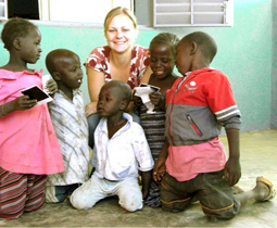 Photo: Breanna Barger poses with Malian children.