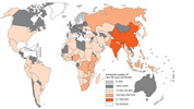 Map showing new TB cases, 1997