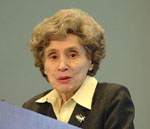 PHOTO: Dr. Ruth Kirschstein, who passed away Oct 6 2009, speaking at a podium