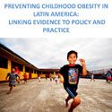 Portion of poster on Prevention of Childhood Obesity meeting with image of young boy running outside