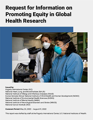 Cover image of the NIH Report on Request for Information on Promoting Equity in Global Health Research