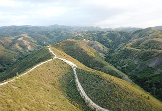 A photo of the mountainous region where MotoMeds operates in Gressier, Haiti.