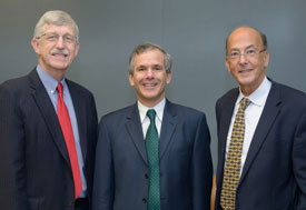 Dr. Francis S. Collins, Dr. Christopher Murray and Dr. Roger I. Glass pose for the camera