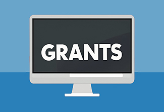 An illustration of a computer screen with the word 'grants' on it