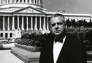 File photograph of Representative John Edward Fogarty standing outdoors in front of the capitol building